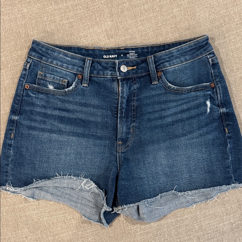 Old Navy Dark Blue curvy OG straight jean shorts size 8